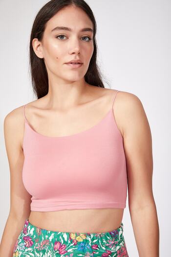 Happiness İstanbul Women's Pink Rope Strap Knitted Bustier (TS) LI00001