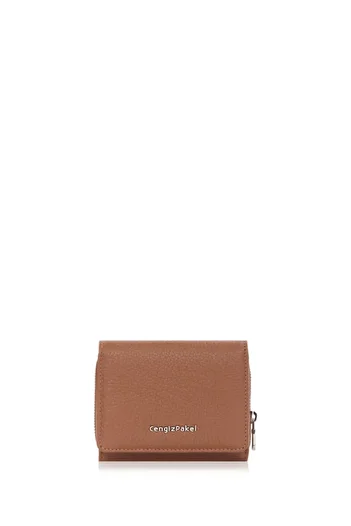CENGİZ PAKEL Genuine Leather Women's Portfolio - Wallet 65210-Tan