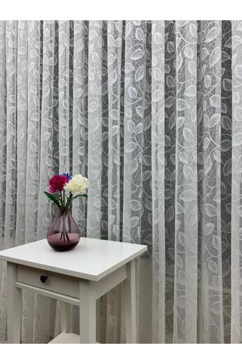 Esse Home Yaprak Desen Fransız Dantel Tül Perde, 300x260, Sık Pile, 1/3