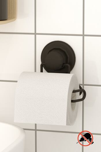 Teknotel No Drilled Screw Drill! Vacuum Toilet Paper Holder Matte Black Dm271