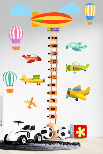 Tilki Dünyası Zeppelin Height Chart And Planes Kids Room Sticker