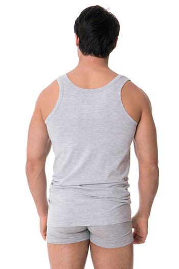 DOREA Men's Gray 2 Pieces 100% Cotton Melange Single Jersey Tank Top