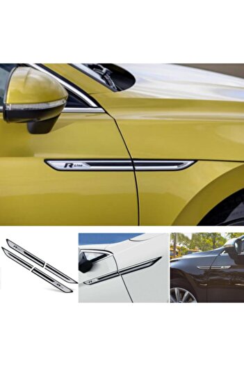 Point Emblema pentru aripa Vw R-line Passat din plastic ABS - culoare nichelat și negru compatibil Passat B6-b7-b8-cc