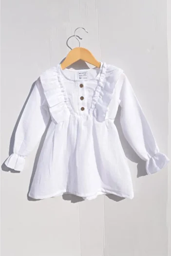 Botex White Muslin Girl's Dress
