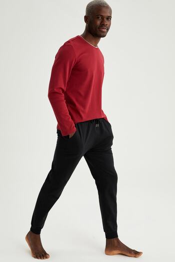 DeFacto Чоловічий піжамний комплект Slim Fit Basic з бавовни T9027AZ21SPBR114
