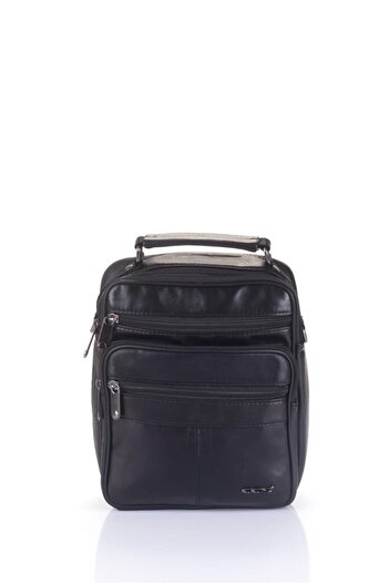 ÇÇS 31002 Genuine Leather Long Strap Handbag Black