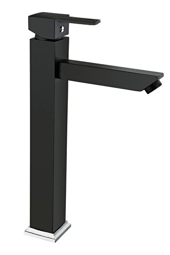HMS Square Open Close Bowl Type Long High Sink Faucet Black