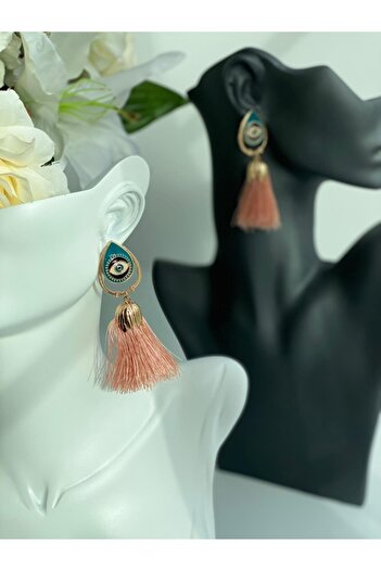 QUEEN AKSESUAR New Season Eye Evil Eye Drop Tassel Gold Puppy Earrings