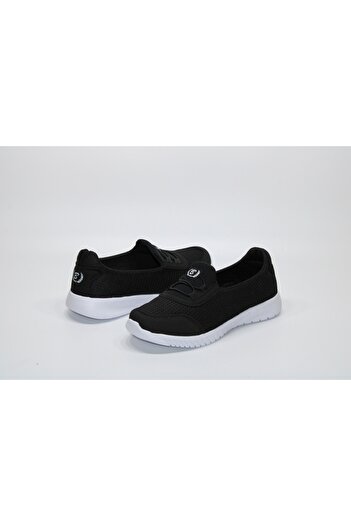 BlackSea Black Sea Short Faced Flat Sole Laceless Black Sports Shoes