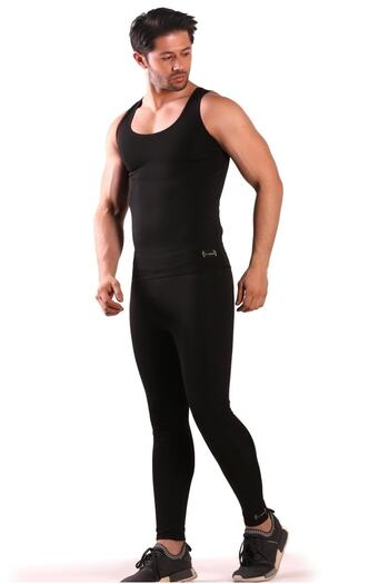 lovebox Men's Large Size Sauna Thermal Strap Undershirt and Tights Suit