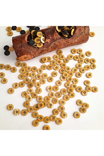 canan dizayn Yellow 4-Hole Polyester Button(30 Pcs) 12.5 mm