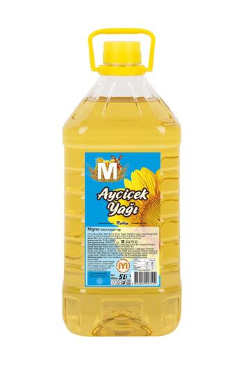 Migros Ayçiçek Yağı 5 lt Köşeli Pet Şişe