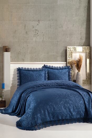 BİRHOME Violet Lace Bedspread (indigo)