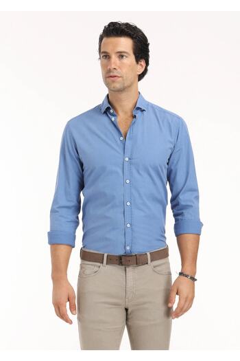 Ramsey Dark BlueCasualFit Woven Cotton Shirt - 100%