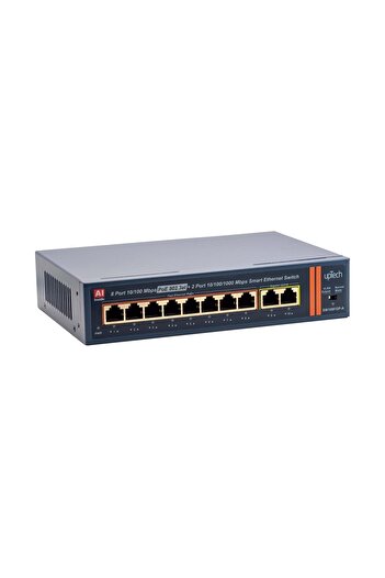 upTech Sw108fgp-a 8 Port 10/100m Poe Ethernet Switch + 2 Gigabit Uplink Ieee802.3af/at 120w
