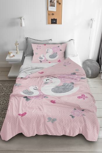 Bebişim Halı Cute Swan Patterned Single Pique (With Pillow Case)