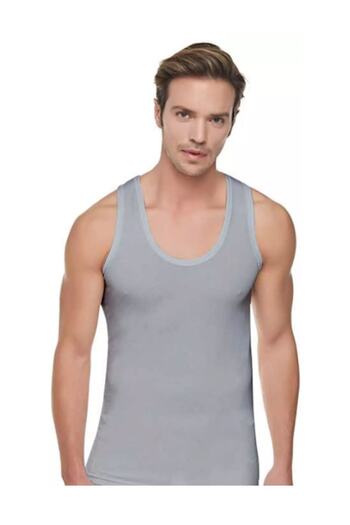 Tutku Men's 0101 Gray 3 Pack 40% Cotton + 60% Polyester Combed Cotton Undershirt Abani Classic - Not Ribbed!