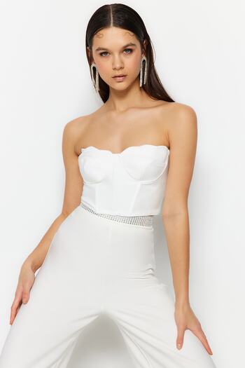 Trendyol Collection Екрю бюст'є для нареченої з серцеподібним вирізом на шиї TPRSS23BS00125