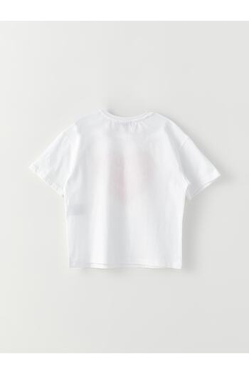LC Waikiki Girl's Cotton T-Shirt - Crew Neck, Printed, Short Sleeve