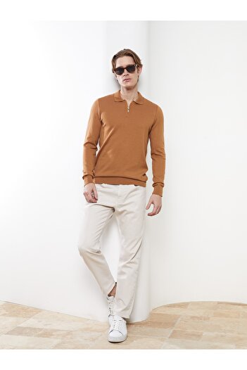 LC Waikiki Polo Collar Long Sleeve Thin Men's Knitwear Sweater