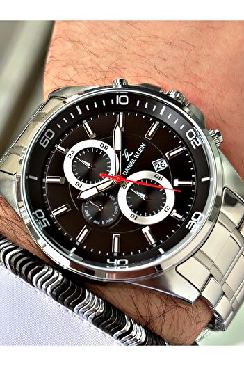 Daniel Klein Steel Strap Calendar Men's Wristwatch - Hematite Stone Special Bracelet Gift