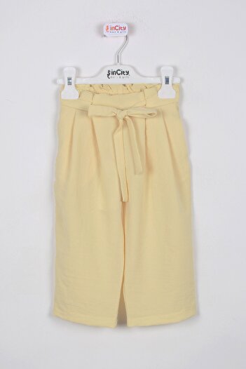 incity Girl's Yellow Pleated Detailed Trousers
