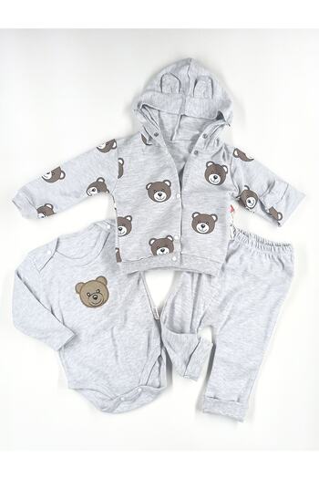 Nayinom Hobbe Baby Teddy Bear Baby Set Gray 3-6-9 Months