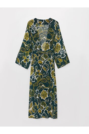 LC Waikiki Dámské kimono s květovaným límcem s dlouhým rukávem