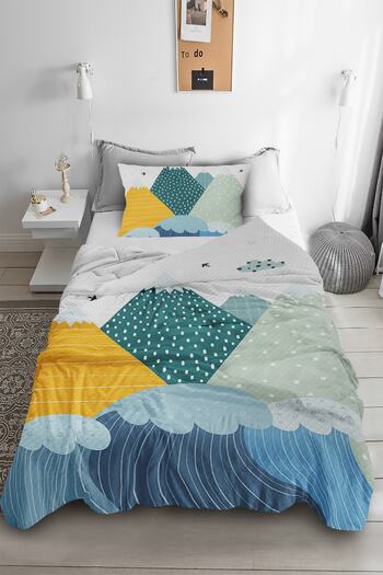 Bebişim Halı Scandinavian Mountain Patterned Single Pique (With Pillow Case)