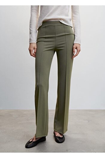 MANGO Woman Straight Cut Trousers with Stitching Detail
