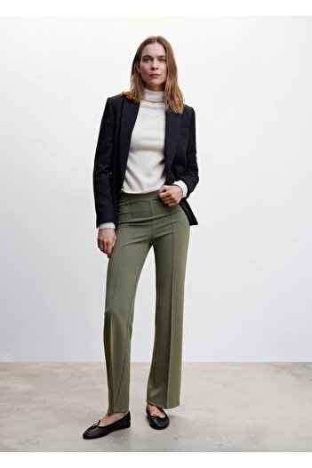 MANGO Woman Straight Cut Trousers with Stitching Detail