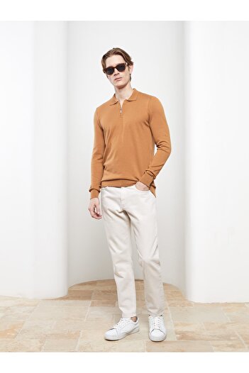 LC Waikiki Polo Collar Long Sleeve Thin Men's Knitwear Sweater