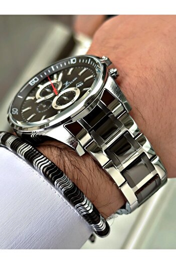 Daniel Klein Steel Strap Calendar Men's Wristwatch - Hematite Stone Special Bracelet Gift