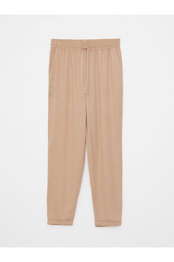 LC Waikiki Comfortable Fit Straight Viscose Women's Trousers with Elastic Waist