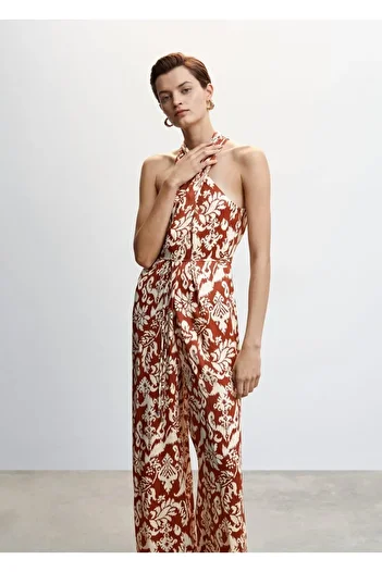 MANGO Woman Bow Wrap Cut Jumpsuit