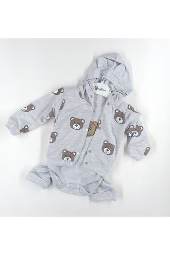 Nayinom Hobbe Baby Teddy Bear Baby Set Gray 3-6-9 Months