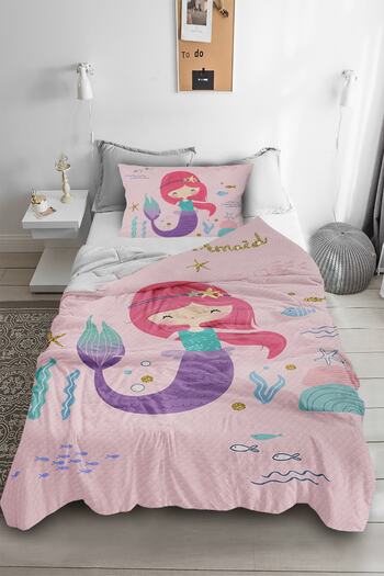 Bebişim Halı Mermaid Patterned Single Pique (with Pillow Case)