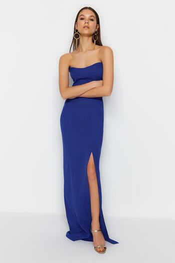Trendyol Collection Dlouhé večerní šaty s kosticemi Saks TPRSS23AE00185