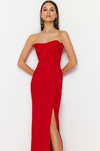 Trendyol Collection Red Underwire Look hosszú estélyi ruha TPRSS23AE00185