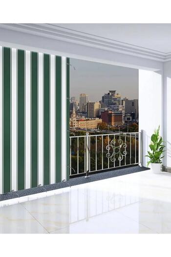 ERCANLI Balcony Curtain Tarpaulin Fabric-Enxboy Rainproof-Thick-Lace-Up-Buttoned Green White