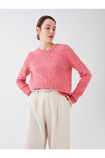 LC Waikiki Long Sleeve Crew Neck Patterned Women's Knitwear Sweater