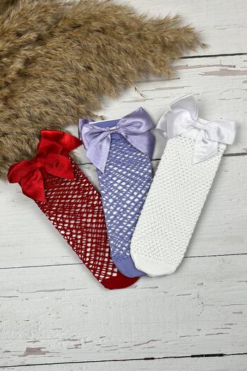 ADABEBEK Girl's 3-Piece Fishnet Socks