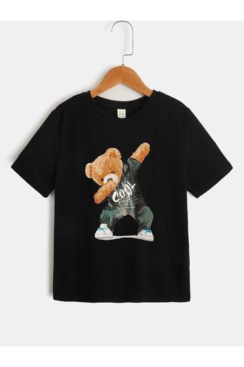 LePold Crew Neck Cool Teddy Bear Printed Girl/Boy T-Shirt