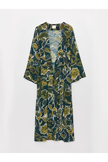 LC Waikiki Dámské kimono s květovaným límcem s dlouhým rukávem