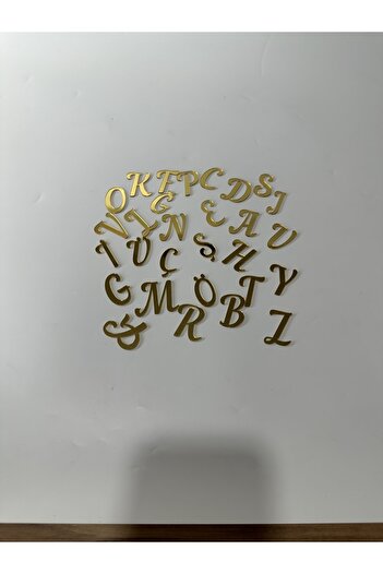 Gündoğan Kristal Plexi Alphabet Letters (All Alphabet) Κόλλα Χρυσό Χρώμα 3 εκ