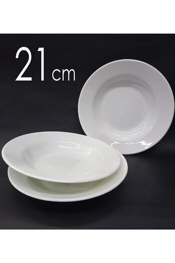 FAYA HOME Tria 6 Pieces White Melamine Pit Dinner Plate 21 Cm