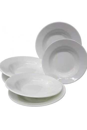 FAYA HOME Tria 6 Pieces White Melamine Pit Dinner Plate 21 Cm