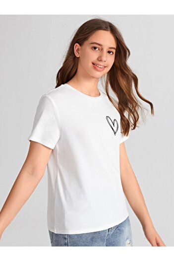 LePold Crew Neck Small Heart Printed Girl/Boy T-Shirt