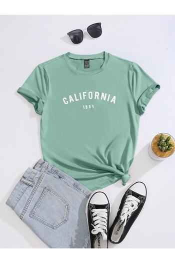 LePold Crew Neck Lettering California 1991 Printed Girl/Boy T-Shirt