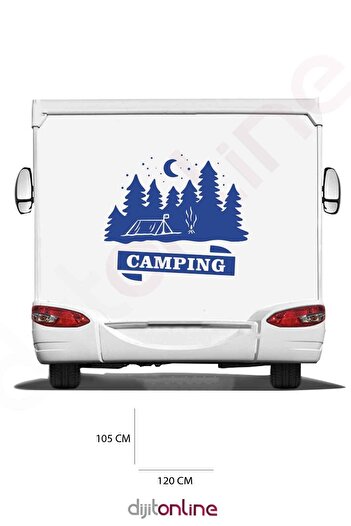 Dijitonline Autocolant de camping compatibil cu rulote Autocolant pentru Lună Autocolant pentru Pădure 120x105 cm